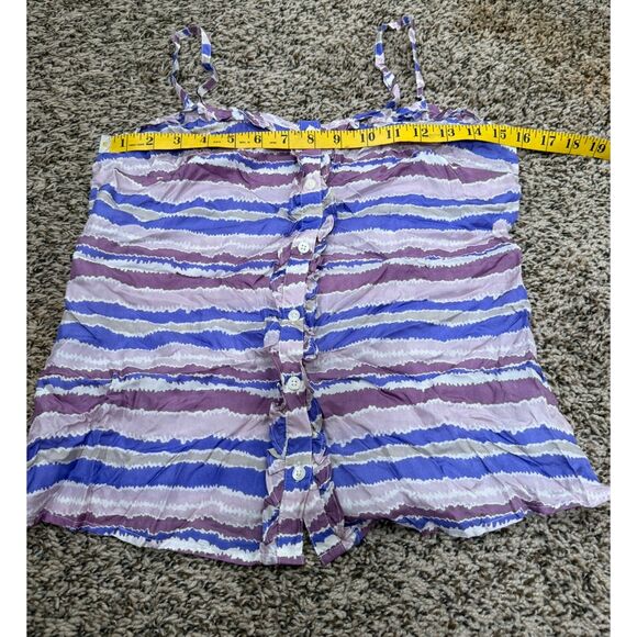XXI Purple Striped Button Up Tank Top Womens Sz S 100% Silk Lightweight - Picture 6 of 8
